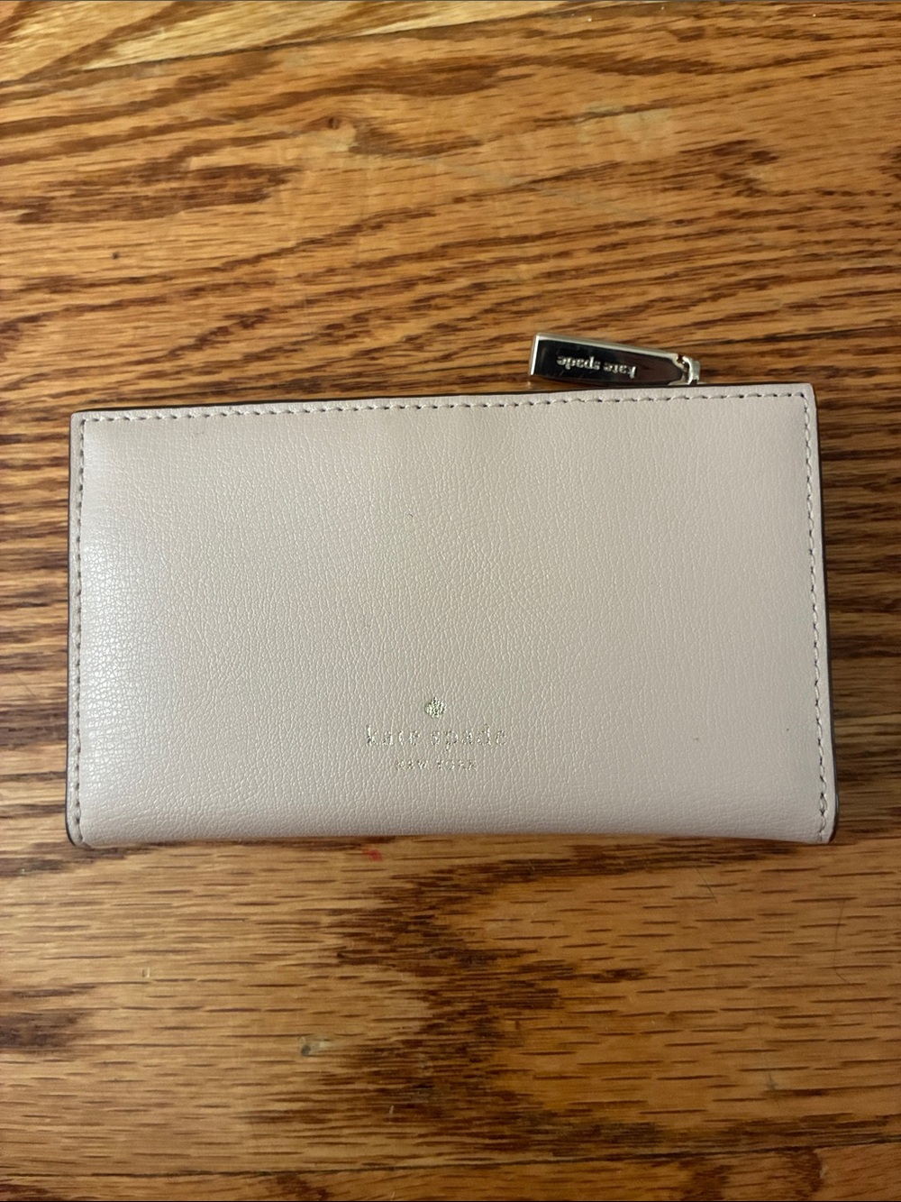 kate spade Blush Leather Zip Card Wallet with Gold Hardware